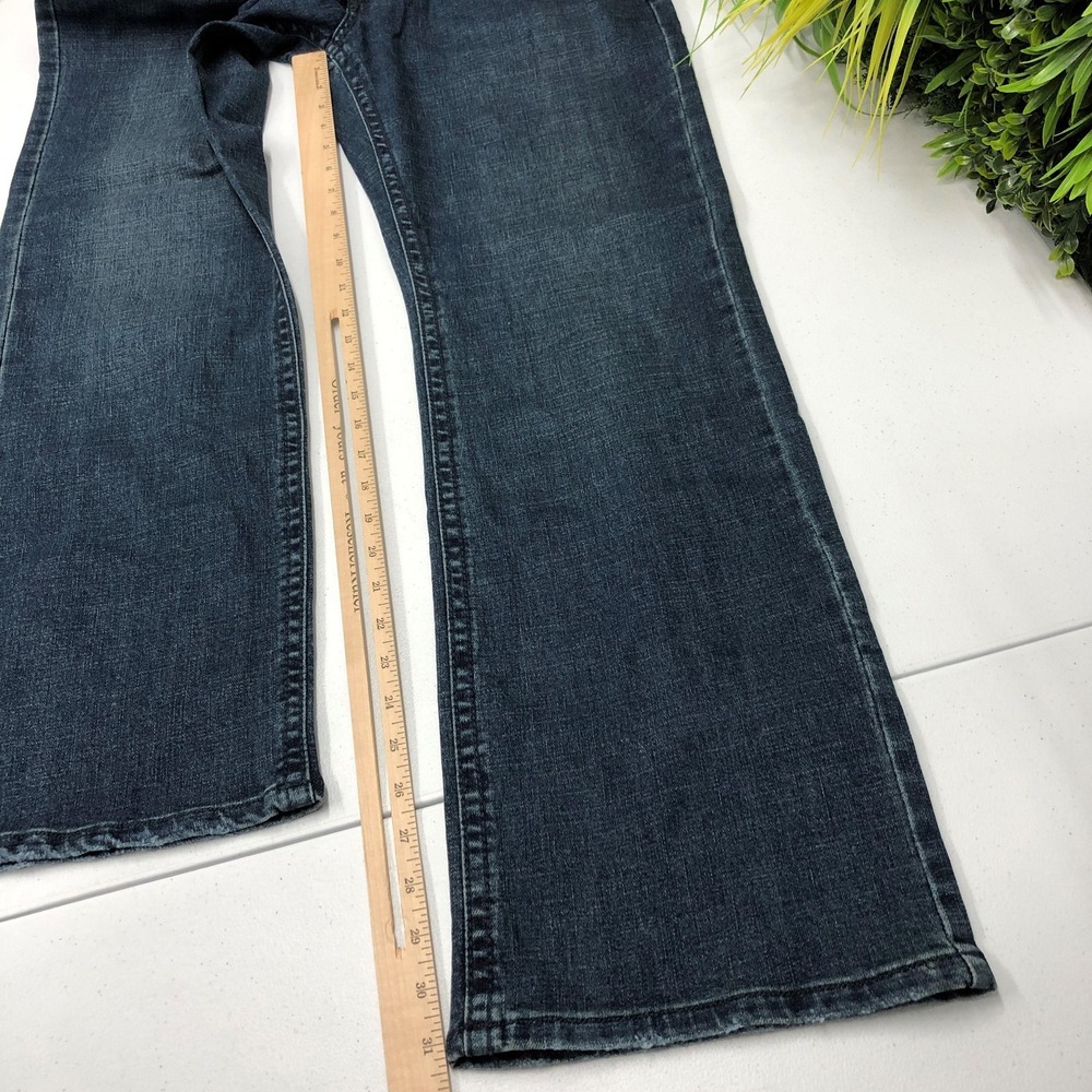 TK Axel Slim Boot Jeans Mens 32x32 Blue Dark Wash Stretch Denim Bootcut Casual - Picture 9 of 12